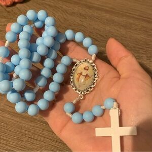 Sky Blue children's Rosary with White Cross